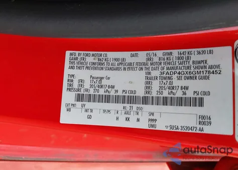 2016 Ford Fiesta St from USA, damaged, VIN 3FADP4GX6GM178452